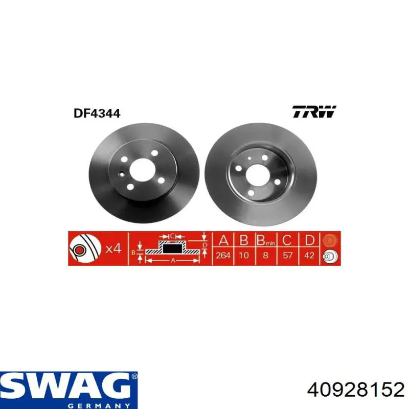 40 92 8152 Swag disco de freno trasero