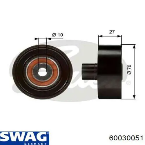 60030051 Swag polea inversión / guía, correa poli v