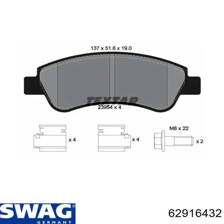 62916432 Swag pastillas de freno delanteras