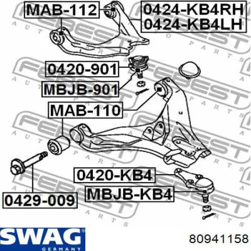 80 94 1158 Swag silentblock de suspensión delantero inferior