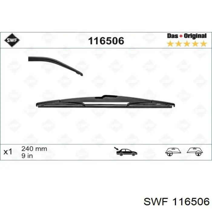 116506 SWF limpiaparabrisas de luna trasera