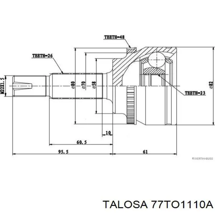 77TO1110A Talosa junta homocinética exterior delantera derecha