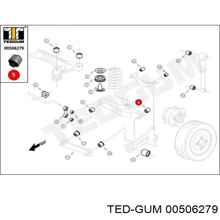 00506279 Ted-gum silentblock de mangueta trasera