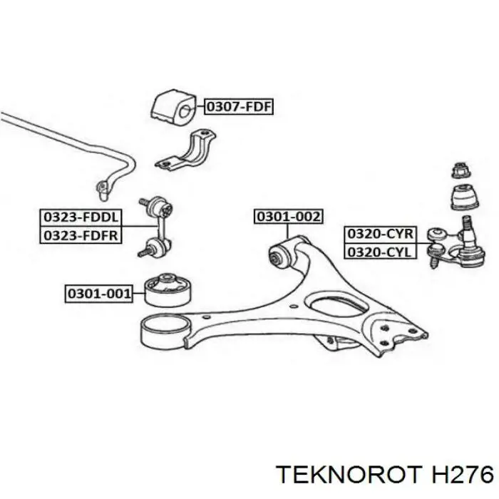 H-276 Teknorot barra estabilizadora delantera derecha