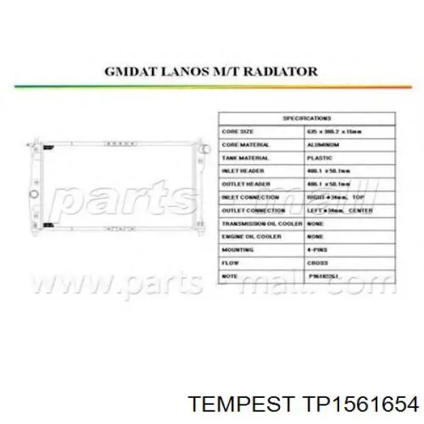 TP.15.61.654 Tempest radiador refrigeración del motor