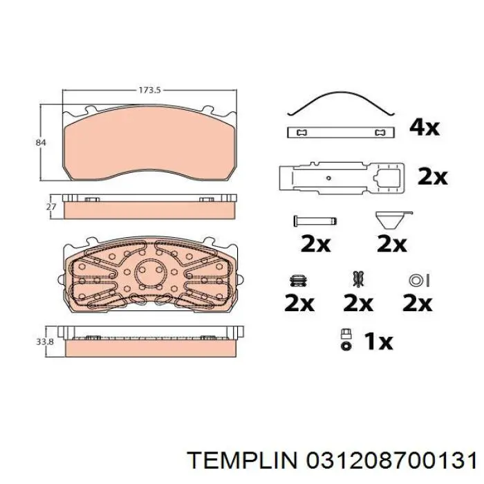 03.120.8700.131 Templin pastillas de freno delanteras