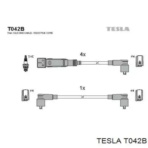 T042B Tesla juego de cables de encendido