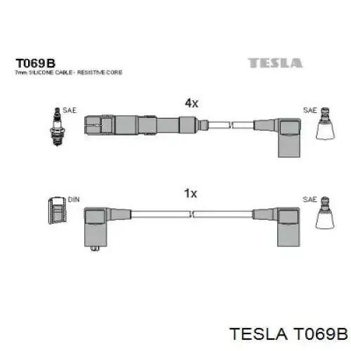 T069B Tesla juego de cables de encendido