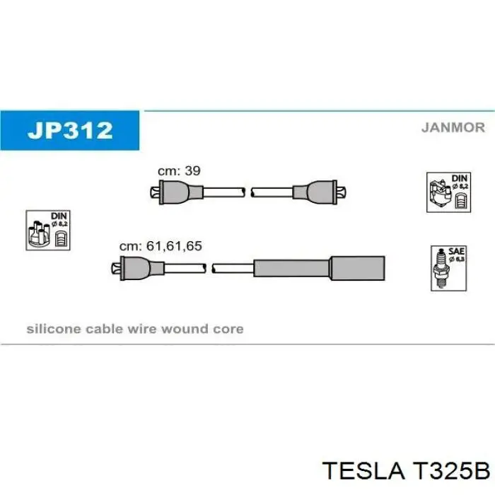 T325B Tesla juego de cables de encendido