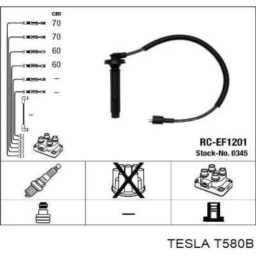 T580B Tesla juego de cables de encendido