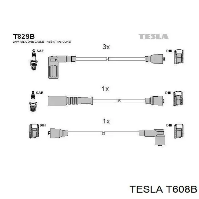 T608B Tesla juego de cables de encendido