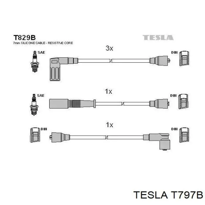 T797B Tesla juego de cables de encendido