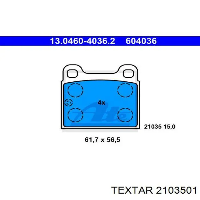 2103501 Textar pastillas de freno traseras