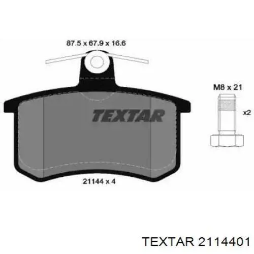 2114401 Textar pastillas de freno traseras