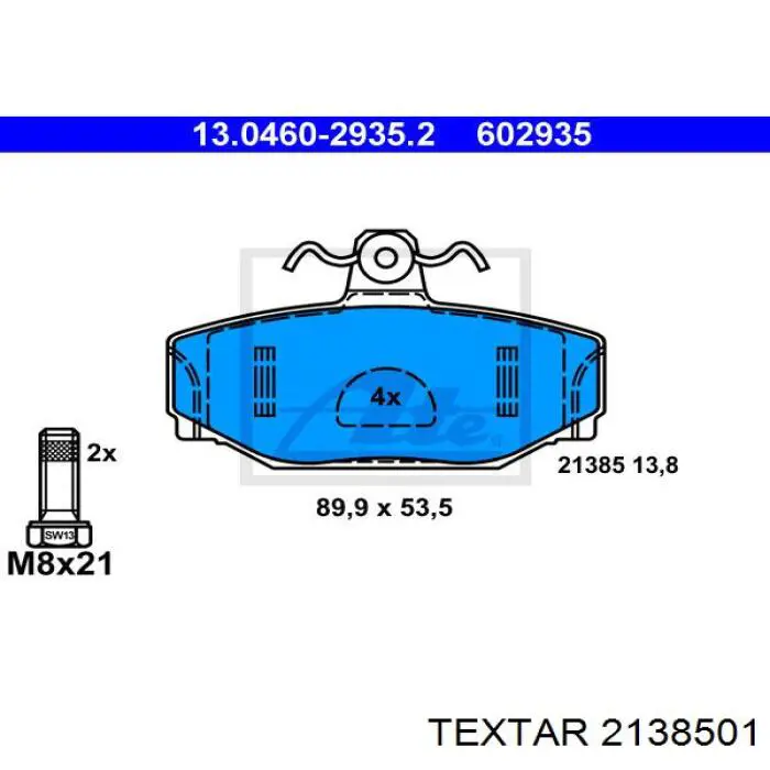 2138501 Textar pastillas de freno traseras