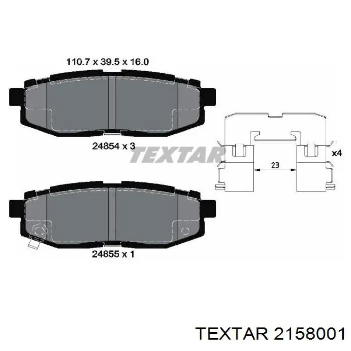 2158001 Textar pastillas de freno traseras