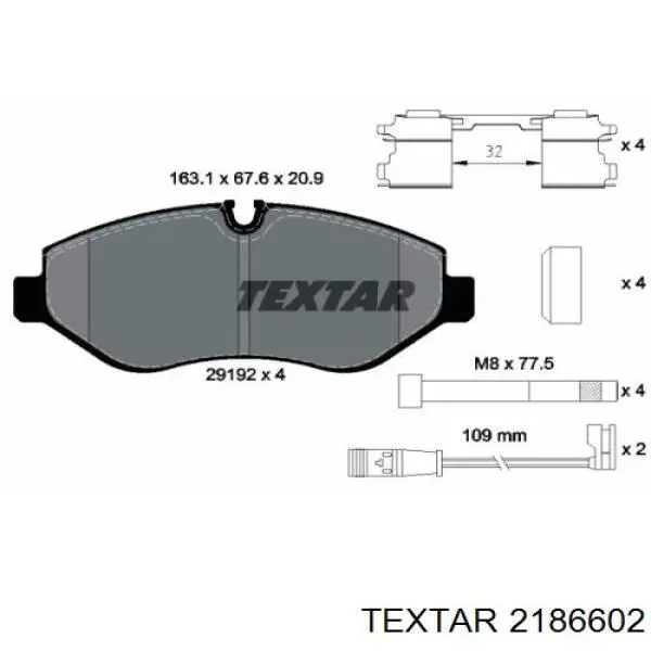 2186602 Textar pastillas de freno delanteras