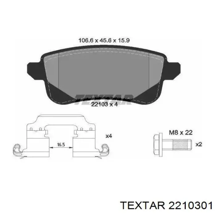 2210301 Textar pastillas de freno traseras