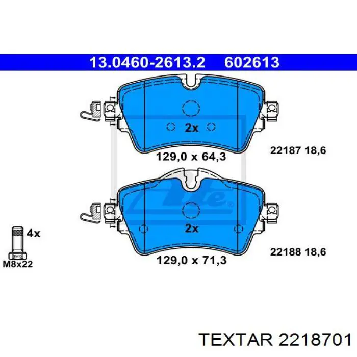 2218701 Textar pastillas de freno delanteras