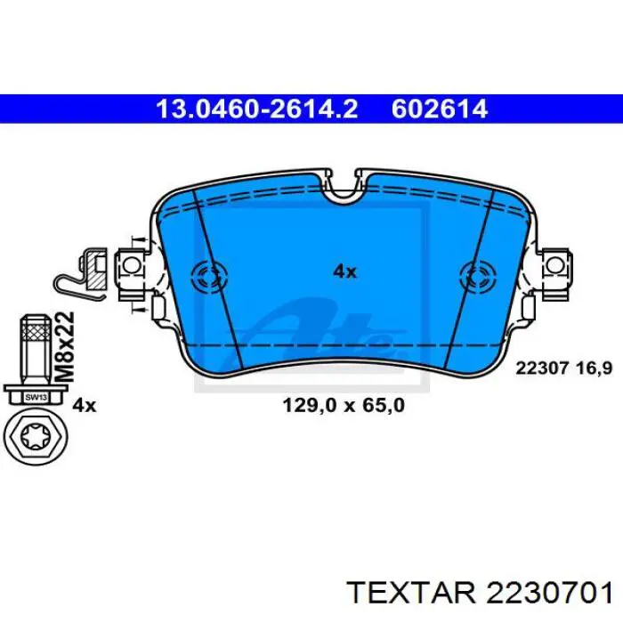 2230701 Textar pastillas de freno traseras