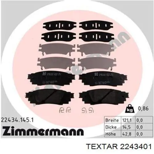 2243401 Textar pastillas de freno traseras