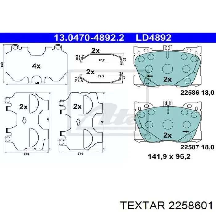 2258601 Textar pastillas de freno delanteras