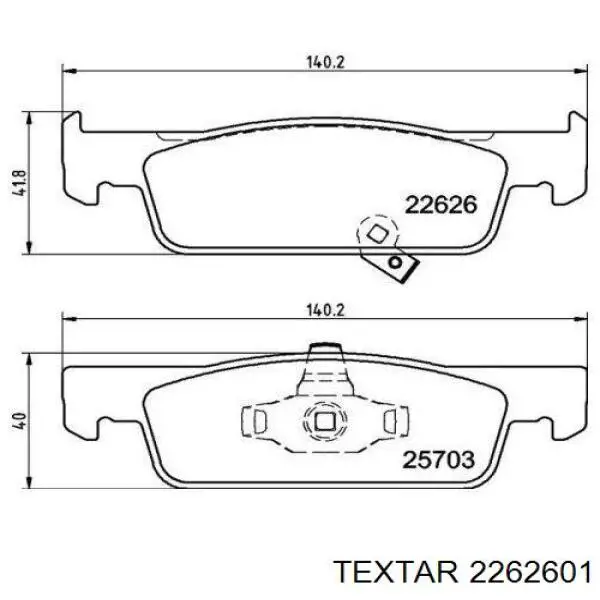 2262601 Textar freno de disco delantero