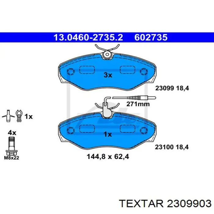 2309903 Textar pastillas de freno delanteras