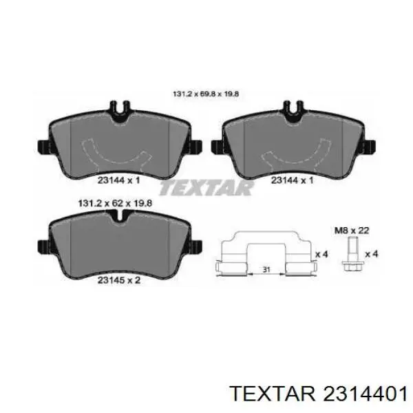 2314401 Textar pastillas de freno delanteras