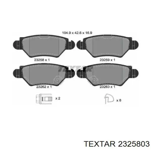 2325803 Textar pastillas de freno traseras