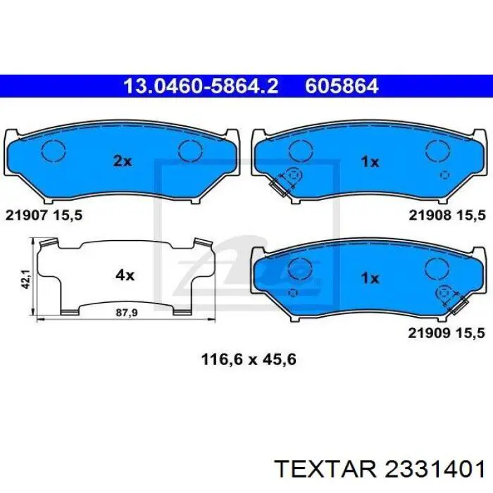 2331401 Textar pastillas de freno delanteras