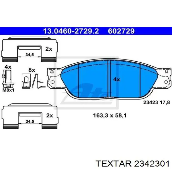 2342301 Textar pastillas de freno delanteras