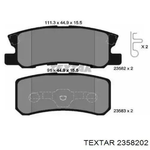 2358202 Textar pastillas de freno traseras