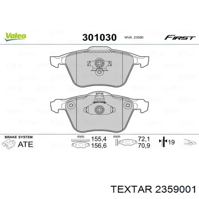 2359001 Textar pastillas de freno delanteras