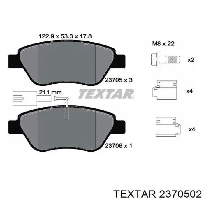 2370502 Textar pastillas de freno delanteras