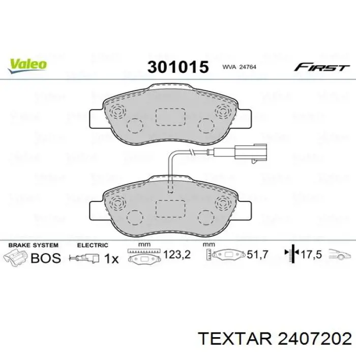 2407202 Textar pastillas de freno delanteras