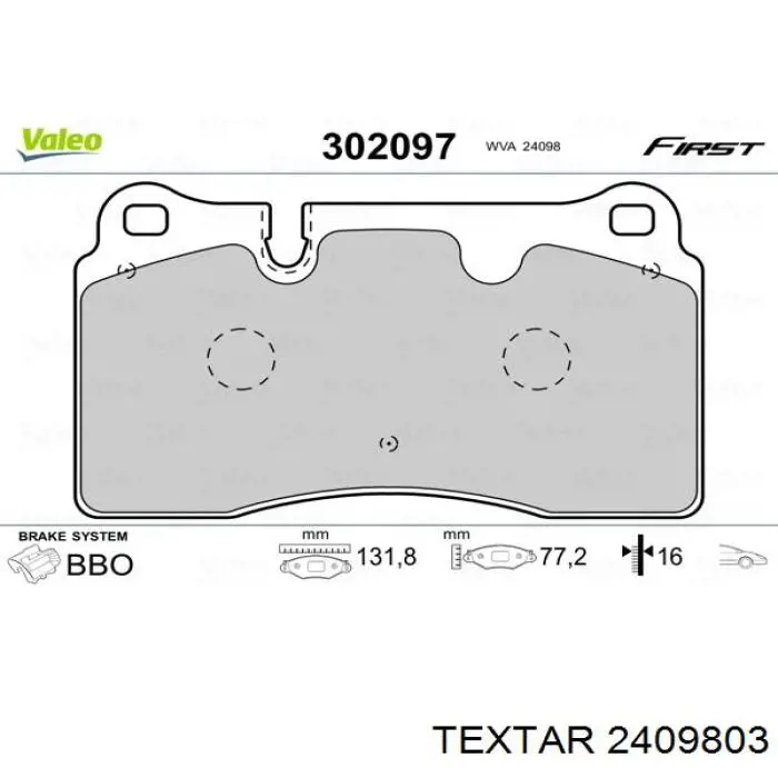 2409803 Textar pastillas de freno delanteras