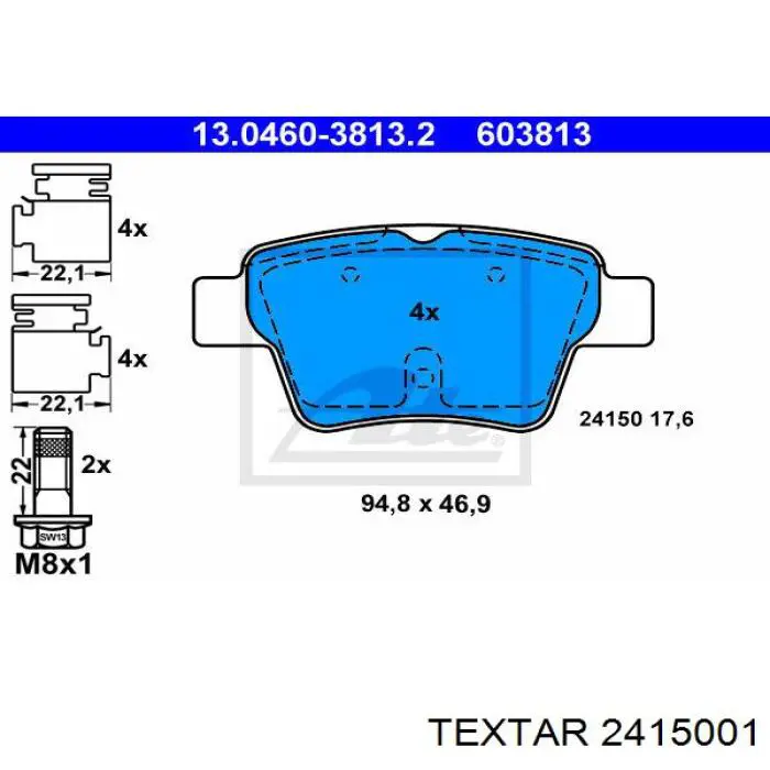 2415001 Textar pastillas de freno traseras