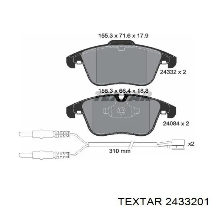 2433201 Textar pastillas de freno delanteras