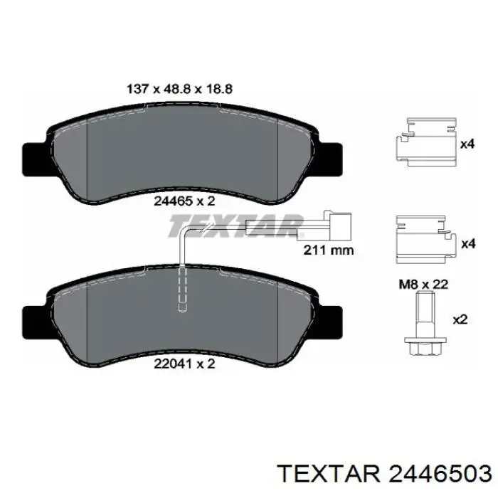 2446503 Textar pastillas de freno traseras