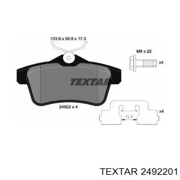 2492201 Textar pastillas de freno traseras