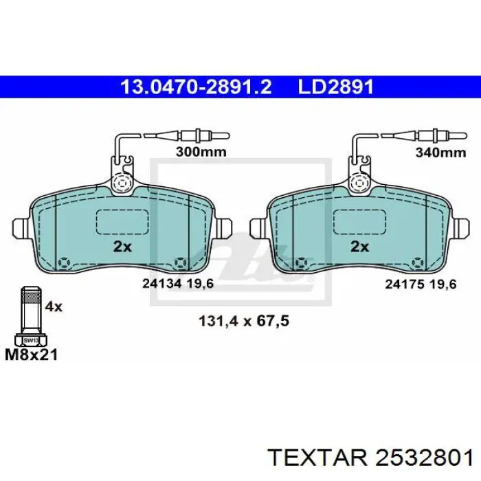 2532801 Textar pastillas de freno delanteras