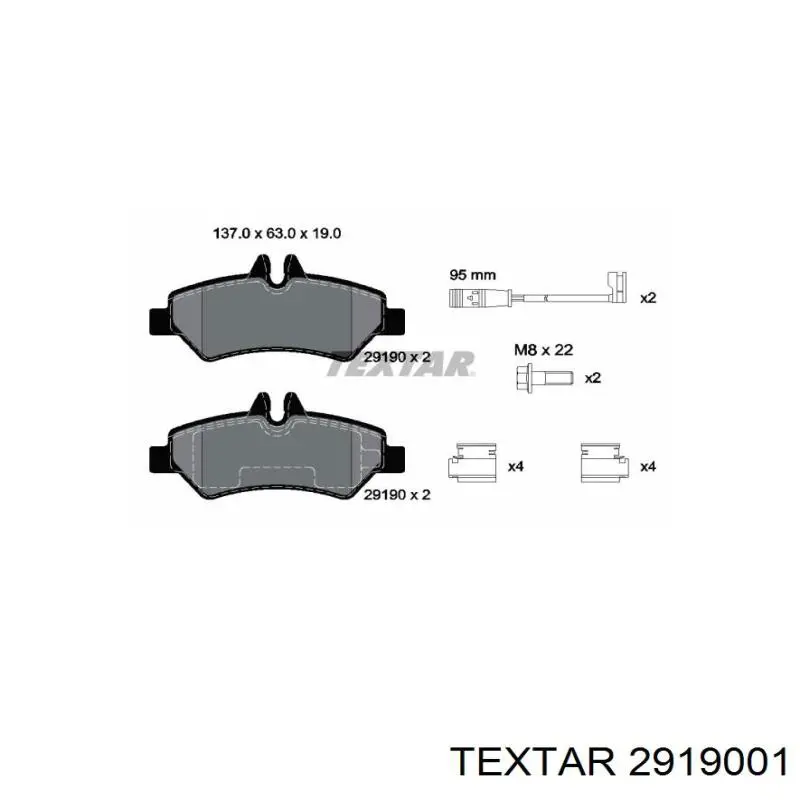 2919001 Textar pastillas de freno traseras