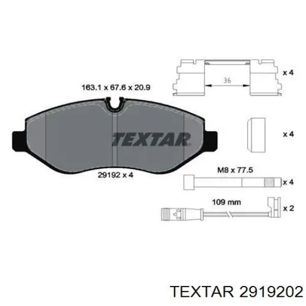 2919202 Textar pastillas de freno delanteras