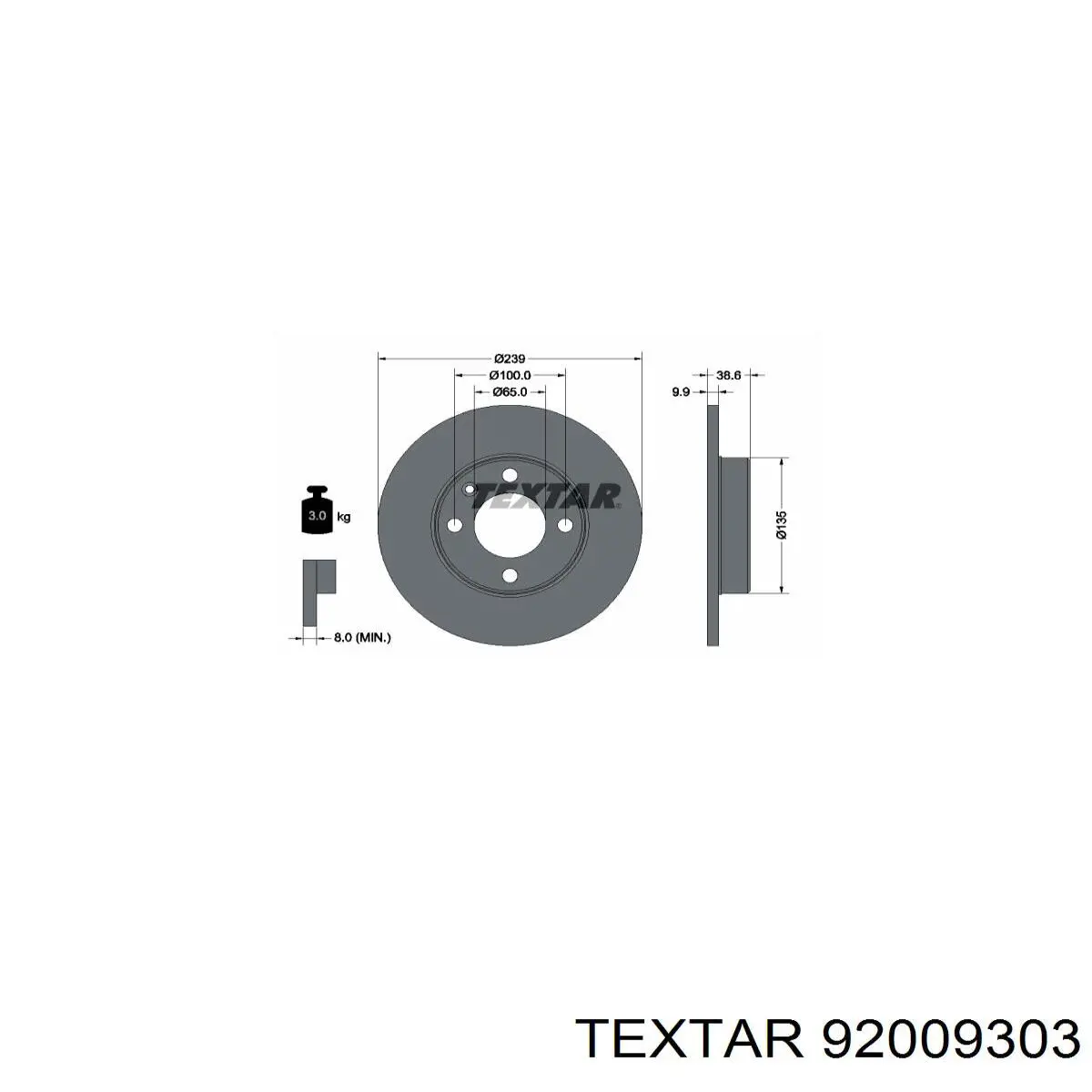 92009303 Textar freno de disco delantero