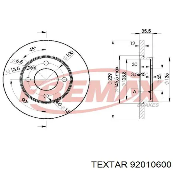 92010600 Textar freno de disco delantero