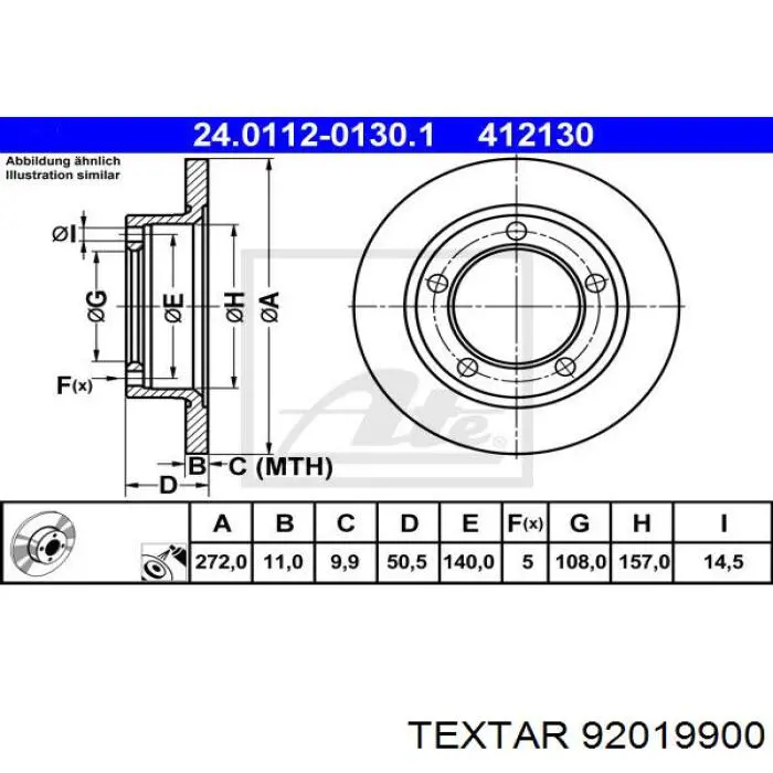 92019900 Textar freno de disco delantero