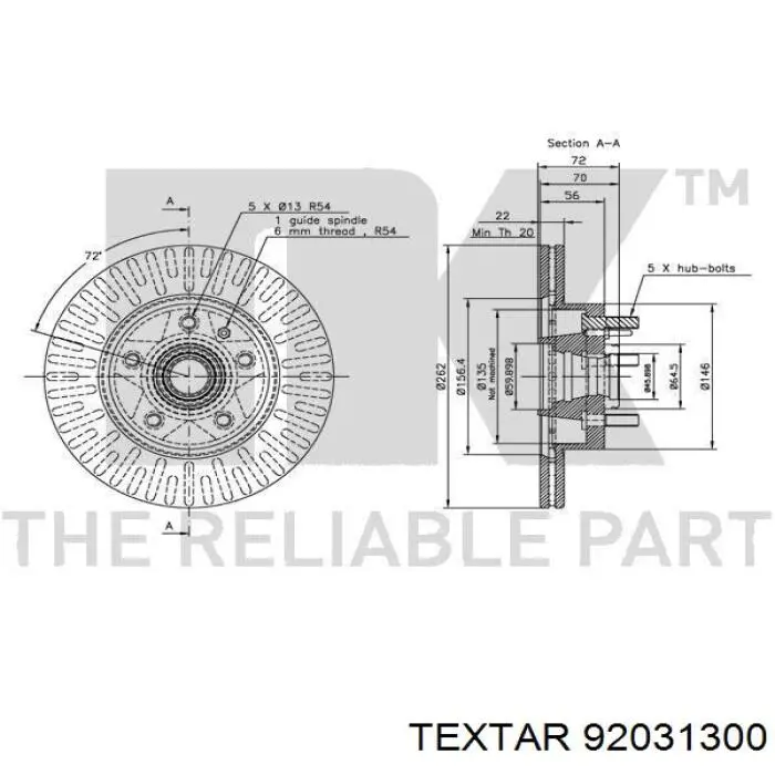 92031300 Textar freno de disco delantero