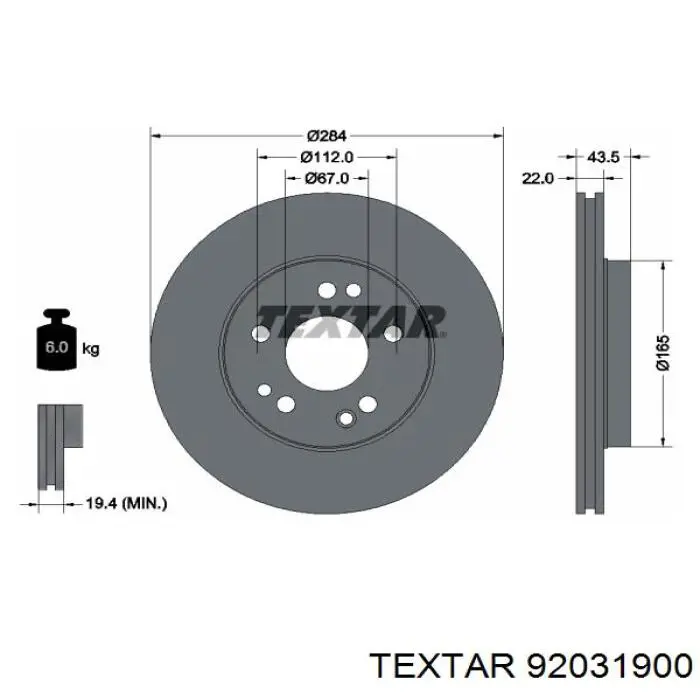 92031900 Textar freno de disco delantero