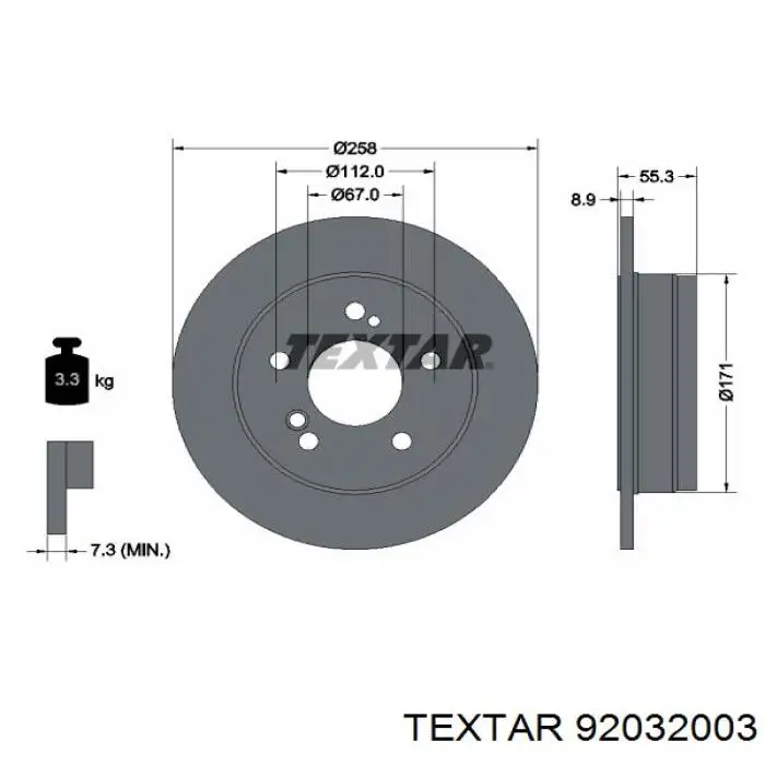 92032003 Textar disco de freno trasero